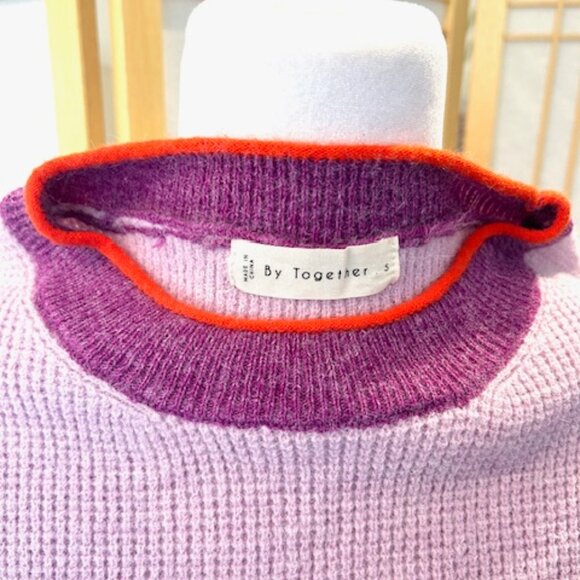 NWOT - Purple/Lilac/Orange Color-Block Sweater - Size S - Picture 4 of 5